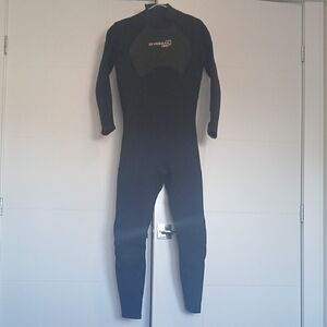woman's Full Suit Wetsuit - Black with Dark Olive Chest Panel